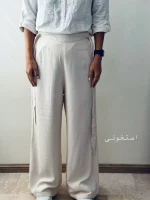 شلوار لینن کمردار | فریسایز | در 5 رنگ متنوع - Image 6