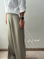 شلوار لینن کمردار | فریسایز | در 5 رنگ متنوع - Image 5