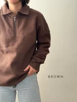 سوییشرت نیم زیپ ( یونیسکس ) | فریسایز | در رنگ های متنوع - Image 7