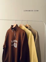 سوییشرت نیم زیپ مناسب خانم و آقا | فریسایز | در 10 رنگ متنوع - Image 2