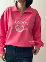 سوییشرت نیم زیپ مناسب خانم و آقا | فریسایز | در 10 رنگ متنوع - Image 5