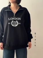 سوییشرت نیم زیپ مناسب خانم و آقا | فریسایز | در 10 رنگ متنوع - Image 14