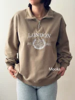 سوییشرت نیم زیپ مناسب خانم و آقا | فریسایز | در 10 رنگ متنوع - Image 15