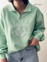 سوییشرت نیم زیپ مناسب خانم و آقا | فریسایز | در 10 رنگ متنوع - Image 10