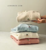 بافت یقه گرد گلی | فریسایز | در رنگ های متنوع