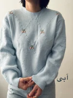 بافت یقه گرد گلی | فریسایز | در رنگ های متنوع - Image 3