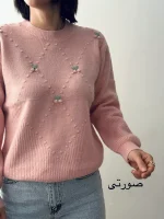 بافت یقه گرد گلی | فریسایز | در رنگ های متنوع - Image 6