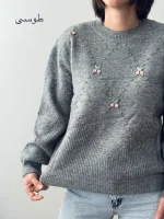 بافت یقه گرد گلی | فریسایز | در رنگ های متنوع - Image 5