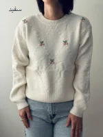 بافت یقه گرد گلی | فریسایز | در رنگ های متنوع - Image 4