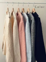 بافت یقه گرد گلی | فریسایز | در رنگ های متنوع - Image 12