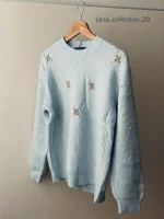 بافت یقه گرد گلی | فریسایز | در رنگ های متنوع - Image 11